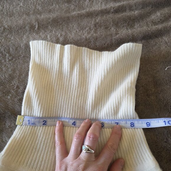 Vintage Spiegel 100% Cashmere Turtleneck Sweater Women’s M Cream Puff Shoulder - Picture 15 of 15